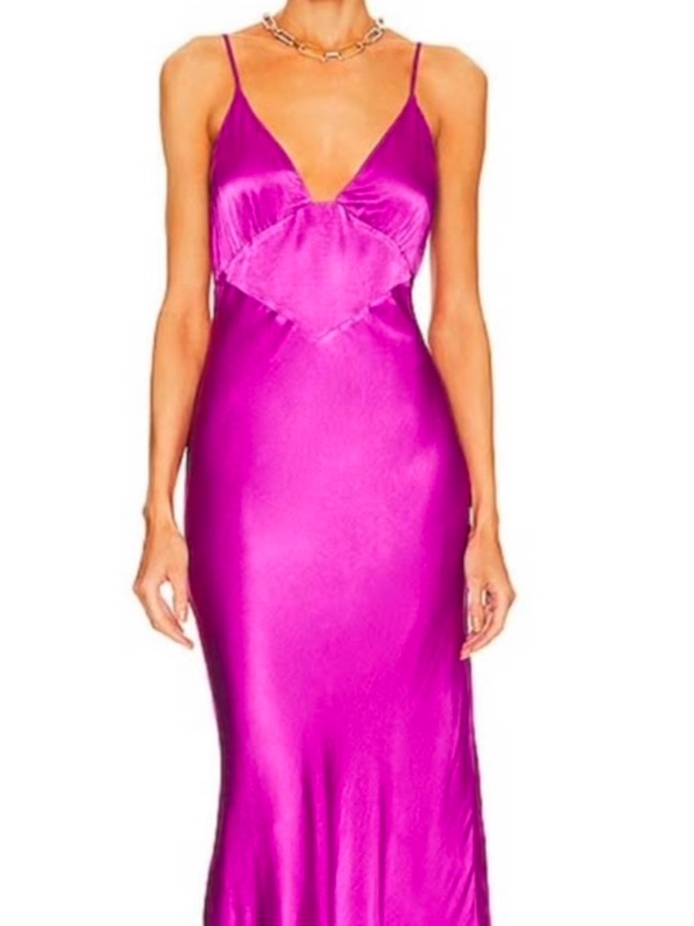 Bardot Fuchsia Satin Maxi Slip Dress